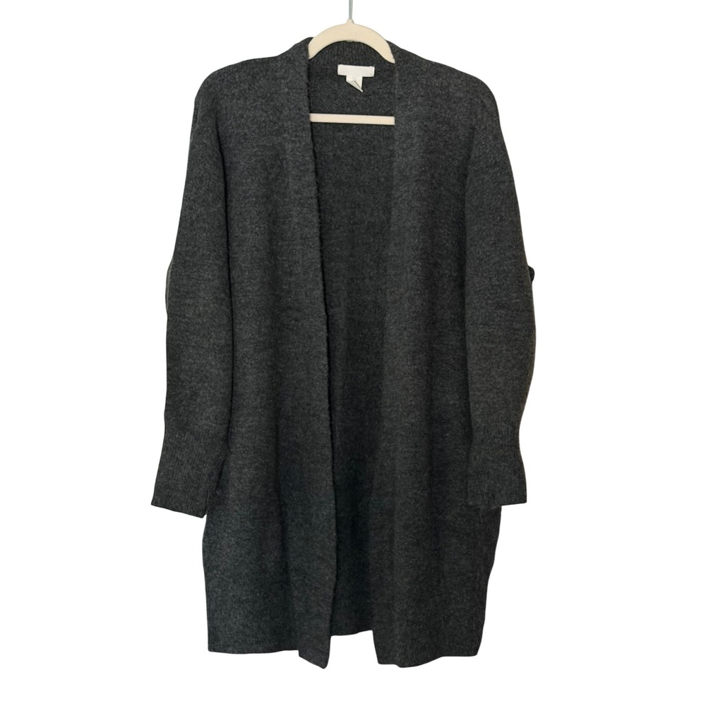 H&M Women's M Charcoal Gray Oversized Long Length Cozy Open Cardigan | SKU 1212